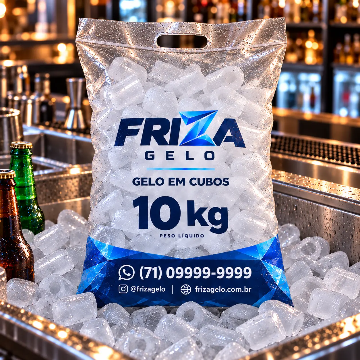 Gelo em cubos 10 kg Friza Gelo