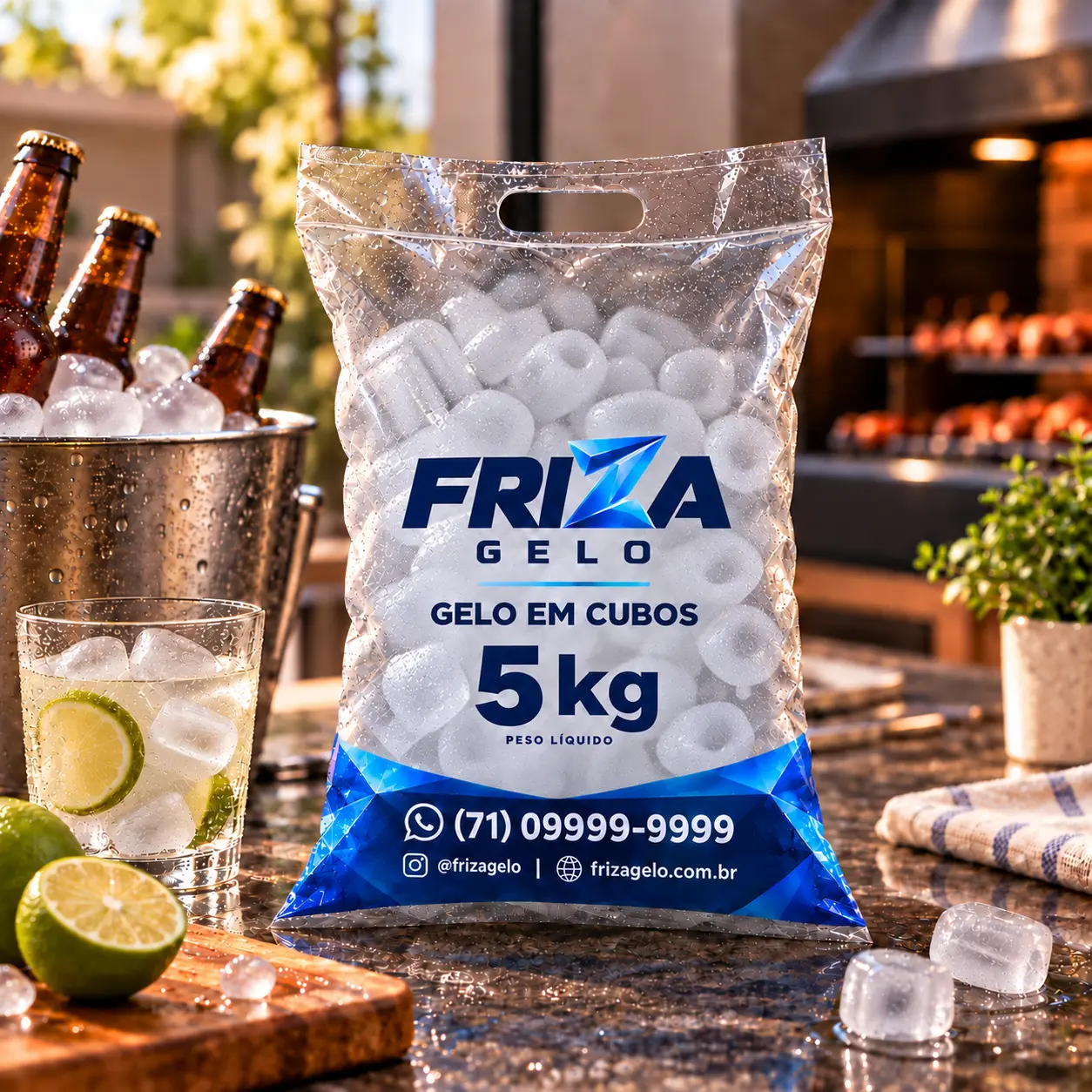 Gelo em cubos 5 kg Friza Gelo